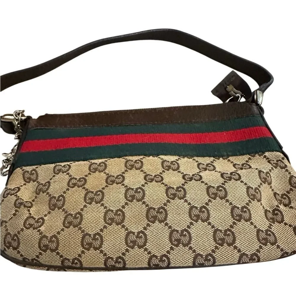 Gucci Beige and Brown mini Bag with Red and Green Accents